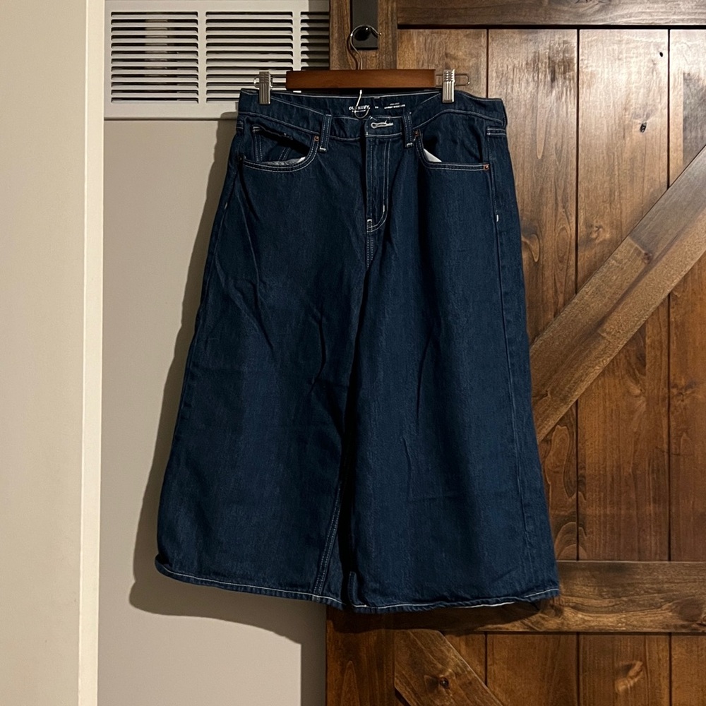 Old Navy High-Rise Baggy Wide Leg Cropped Jeans - Blue
